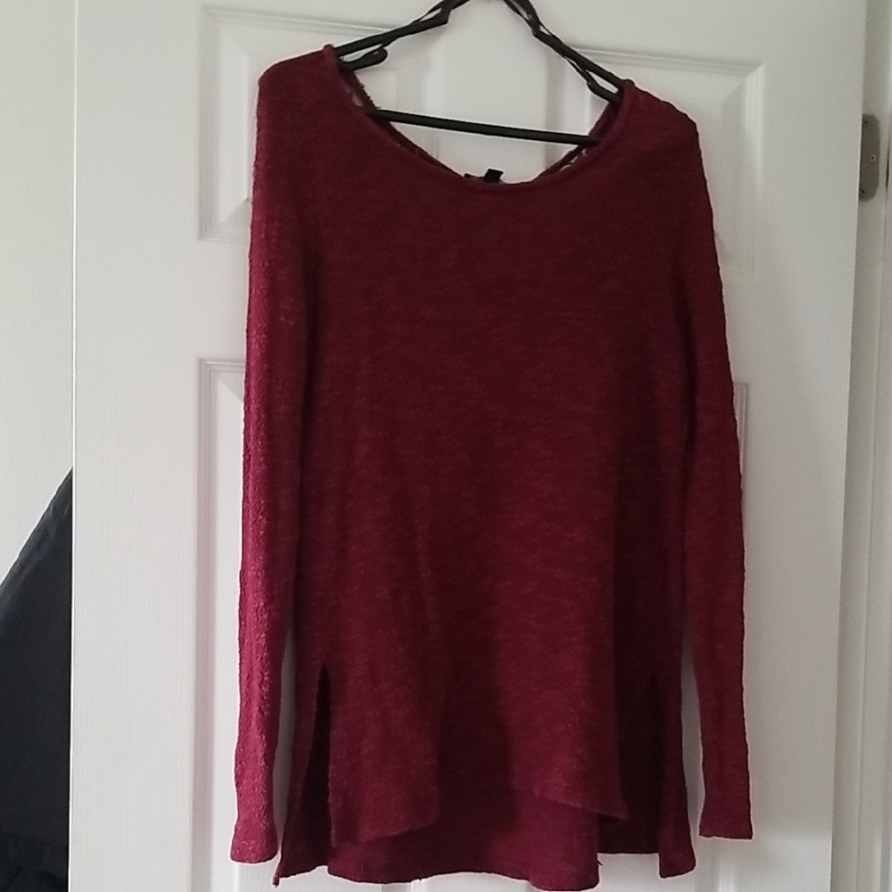 Women's Burgundy Long Sleeve Top